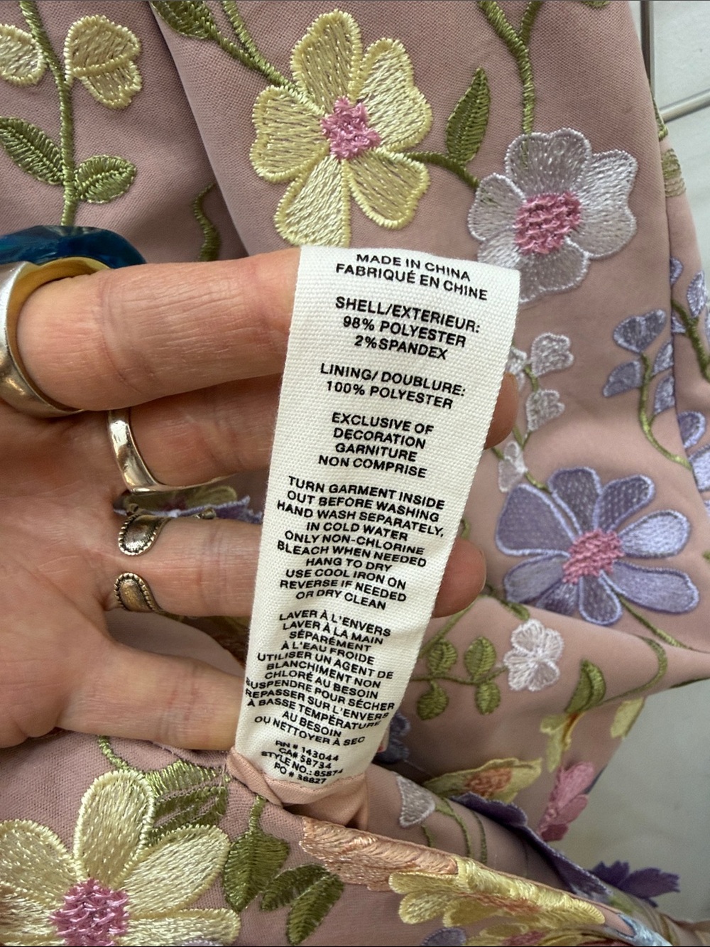 Avec Les Filles Blush 3D Floral Embroidered Midi Dress with Lavender Straps - Picture 8 of 8